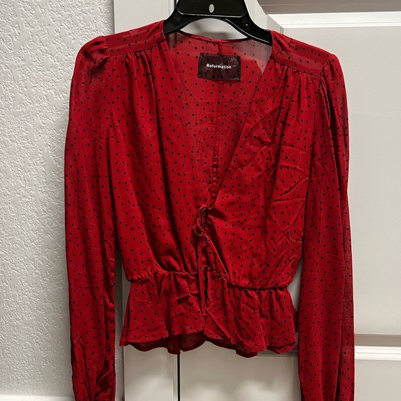 Reformation Nikki Top in Red Flamenco - Picture 2 of 4